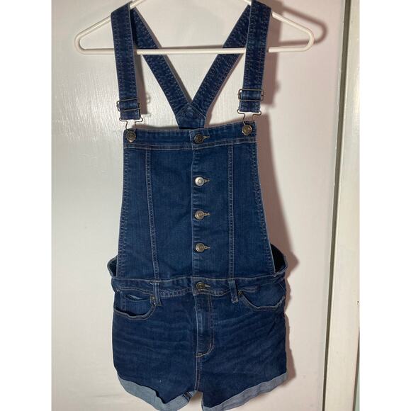 No Boundaries - Blue Denim Women's Short Overalls - Size Large 11-13 NoBo - Picture 1 of 14
